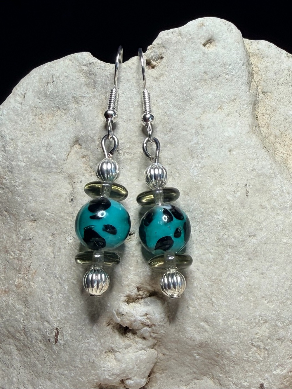 ✨Hand Crafted✨Turquoise Glass Bead Drop Earrings - Hypoallergenic
